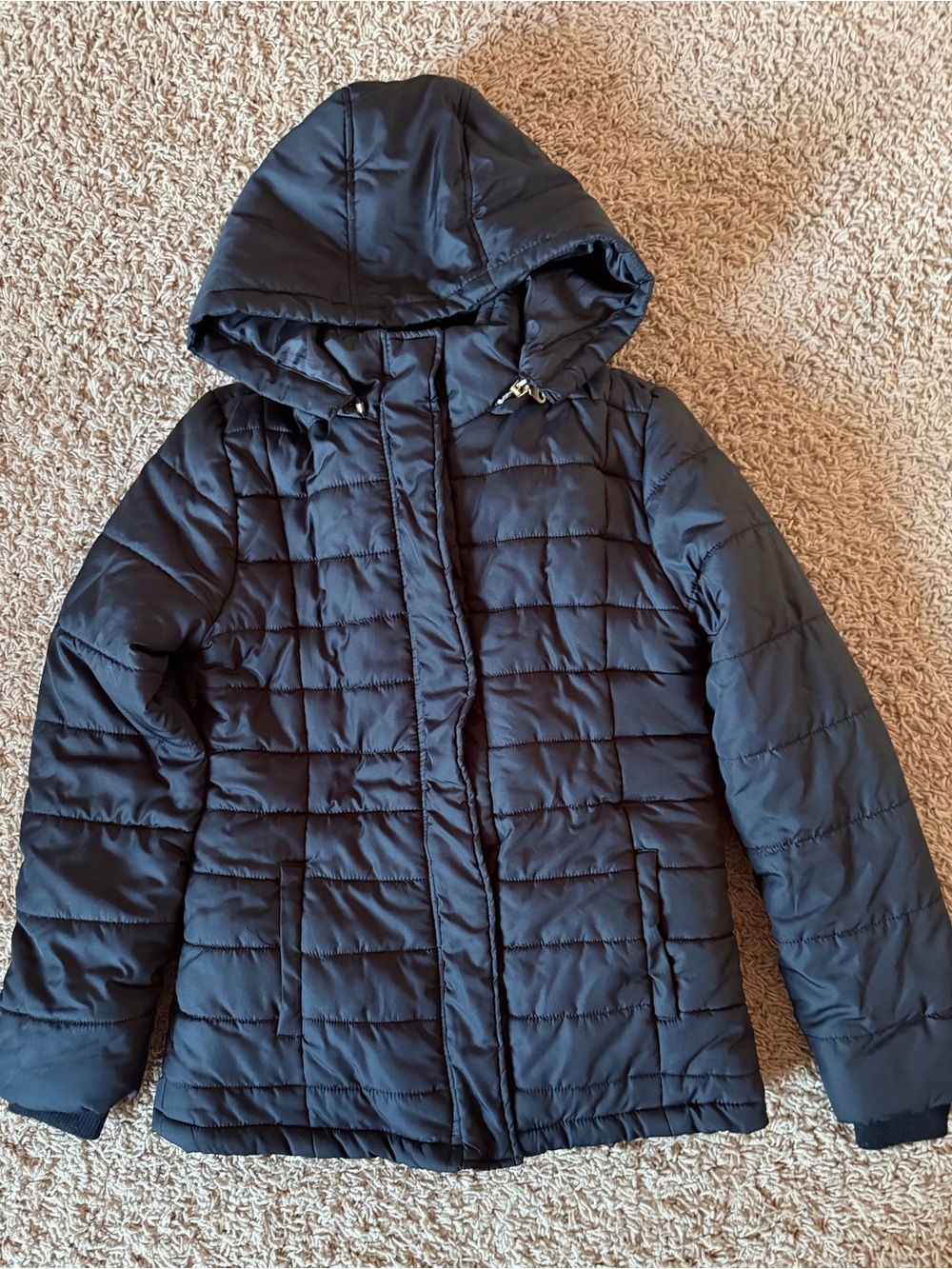 Rampage Womens Black Puffer Jacket Leopard Lining Size M